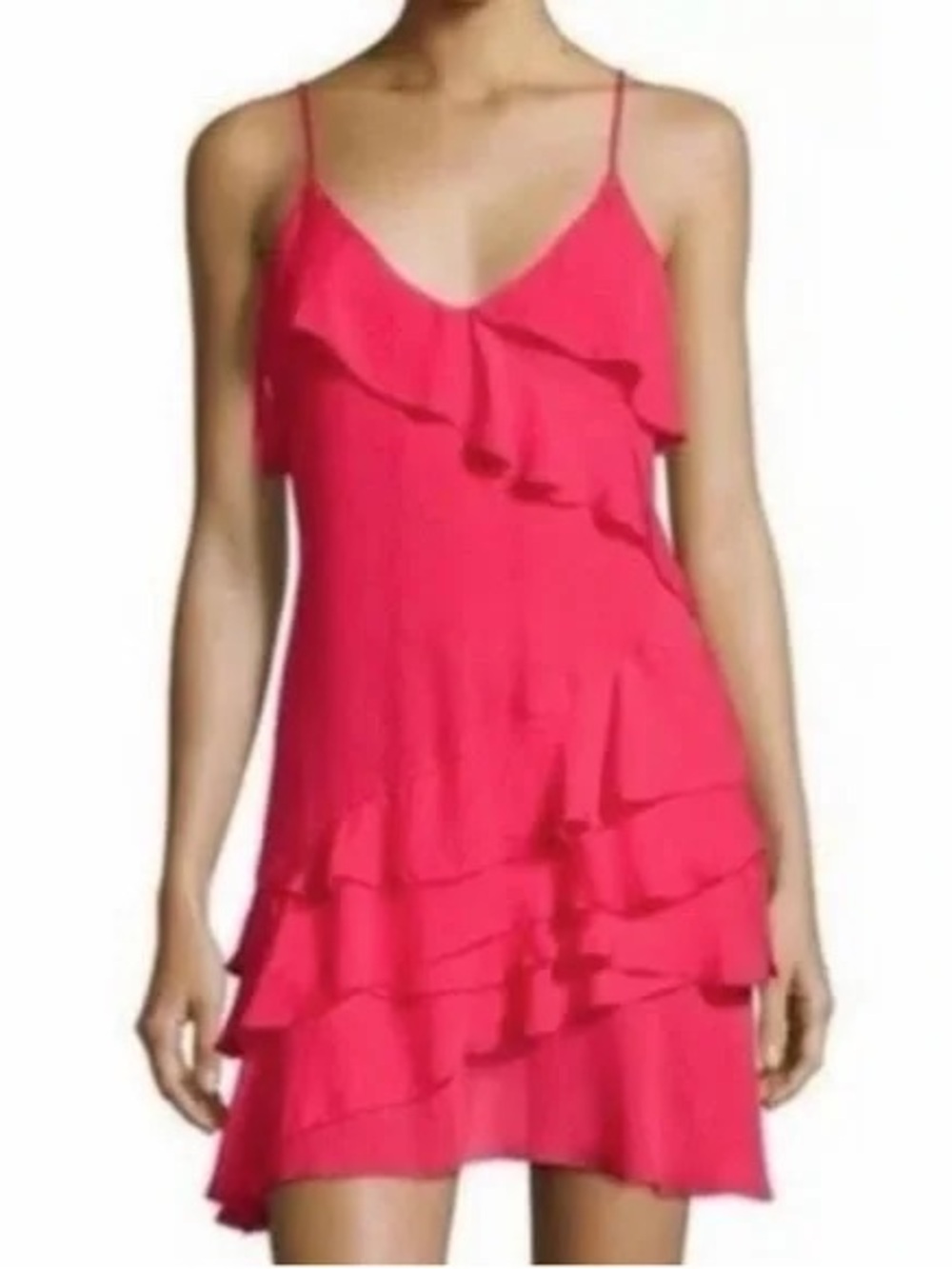 Parker womens ruffled silk tiered